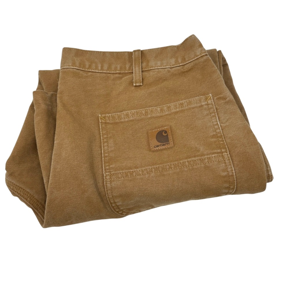 CARHARTT Pants Mens Brown Flannel Lined‎ Duck Dungaree Fit Work B111 BRN 36X25